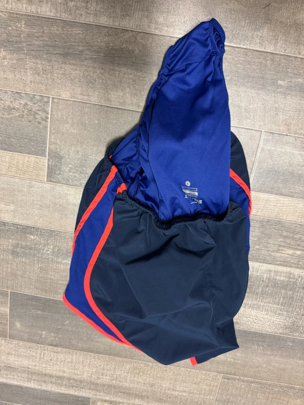 Nike Running Shorts Small Navy Red Trim Athletic Beach Gym Lined Unisex S